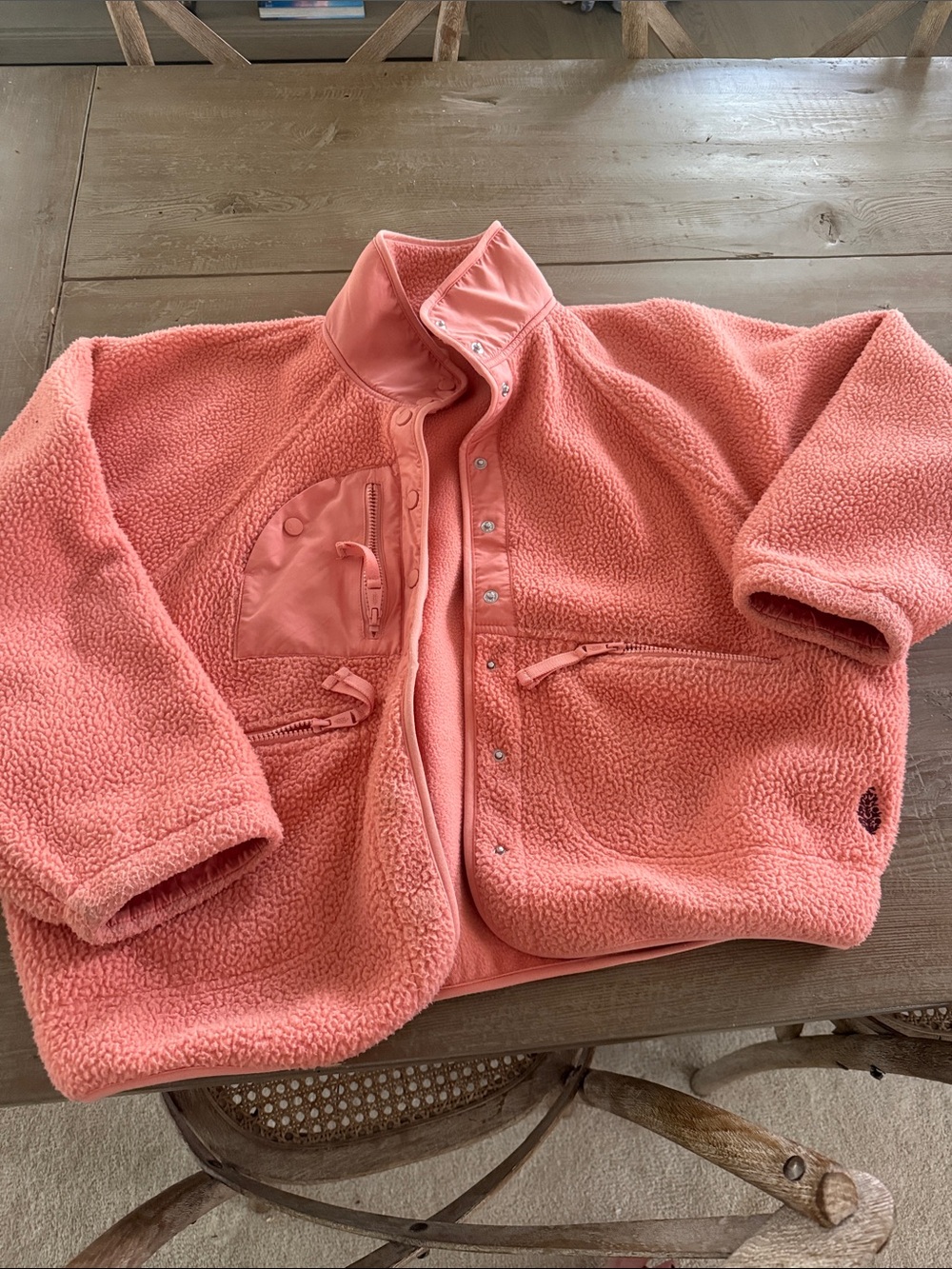Free People Coral Pink Sherpa Puffer Jacket